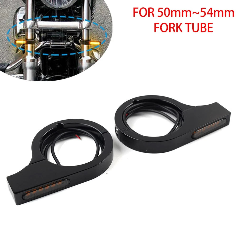 2X LED Fork Turn Signal Light Indicator Amber for Harley Touring Dyna