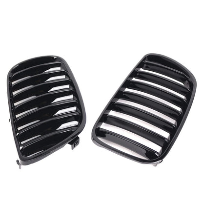 1 Pair Glossy Black Front Bumper Kidney Grille for BMW X3 E83 (2007–2010)