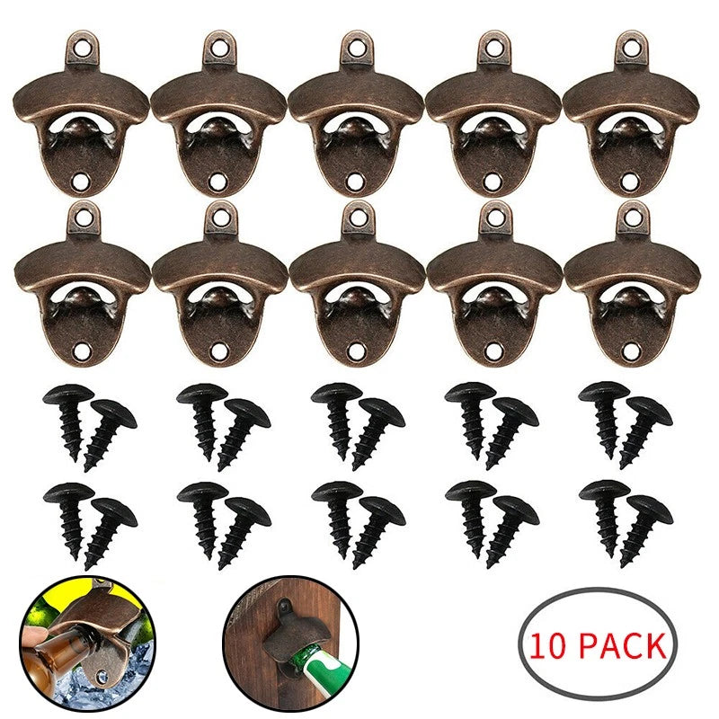10Pcs Bottle Openers with Mounting Screw for Kitchen Coffee Bars