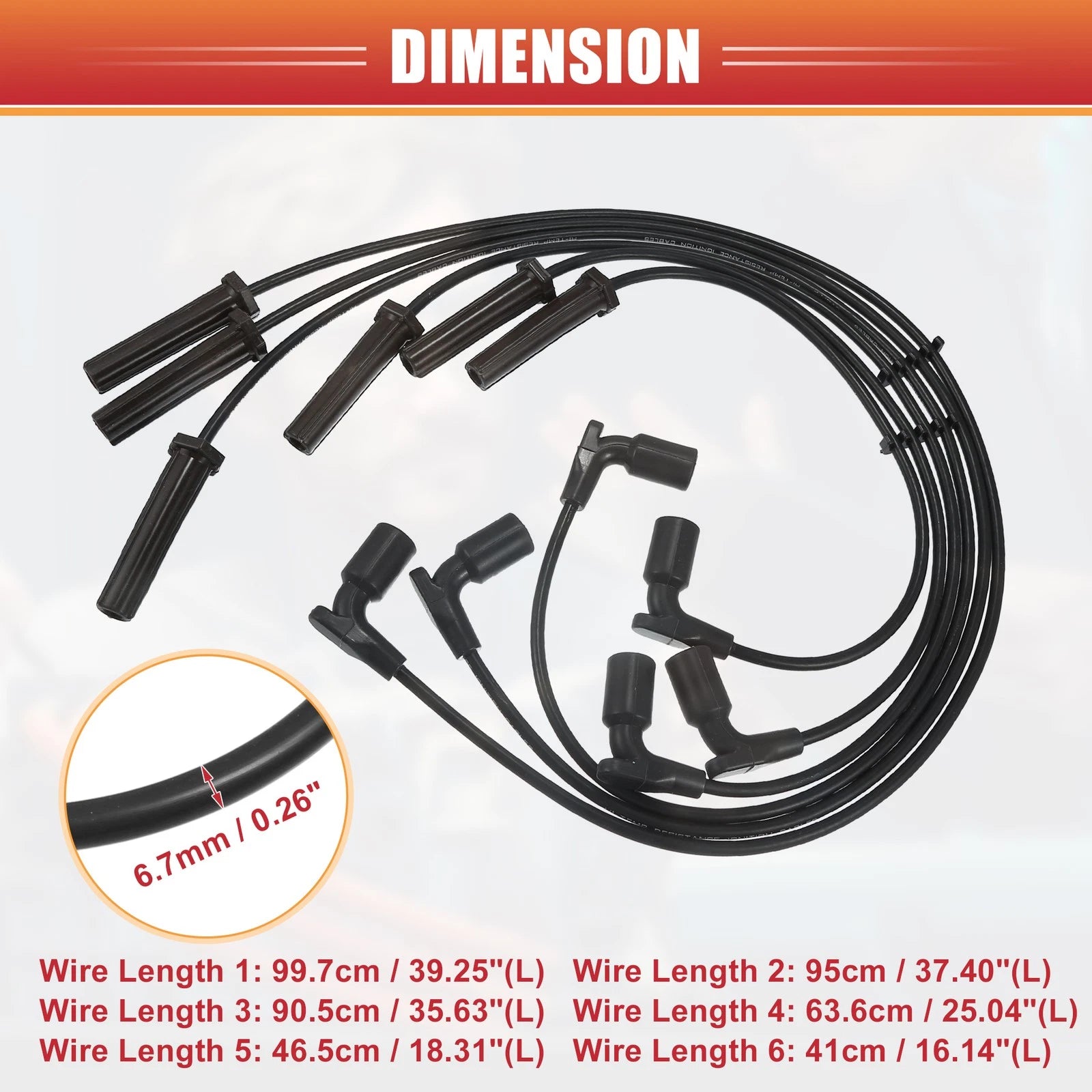 6pcs Spark Plug Wire Ignition Coil Cable Replacement for Chevrolet Uplander (2005–2007)