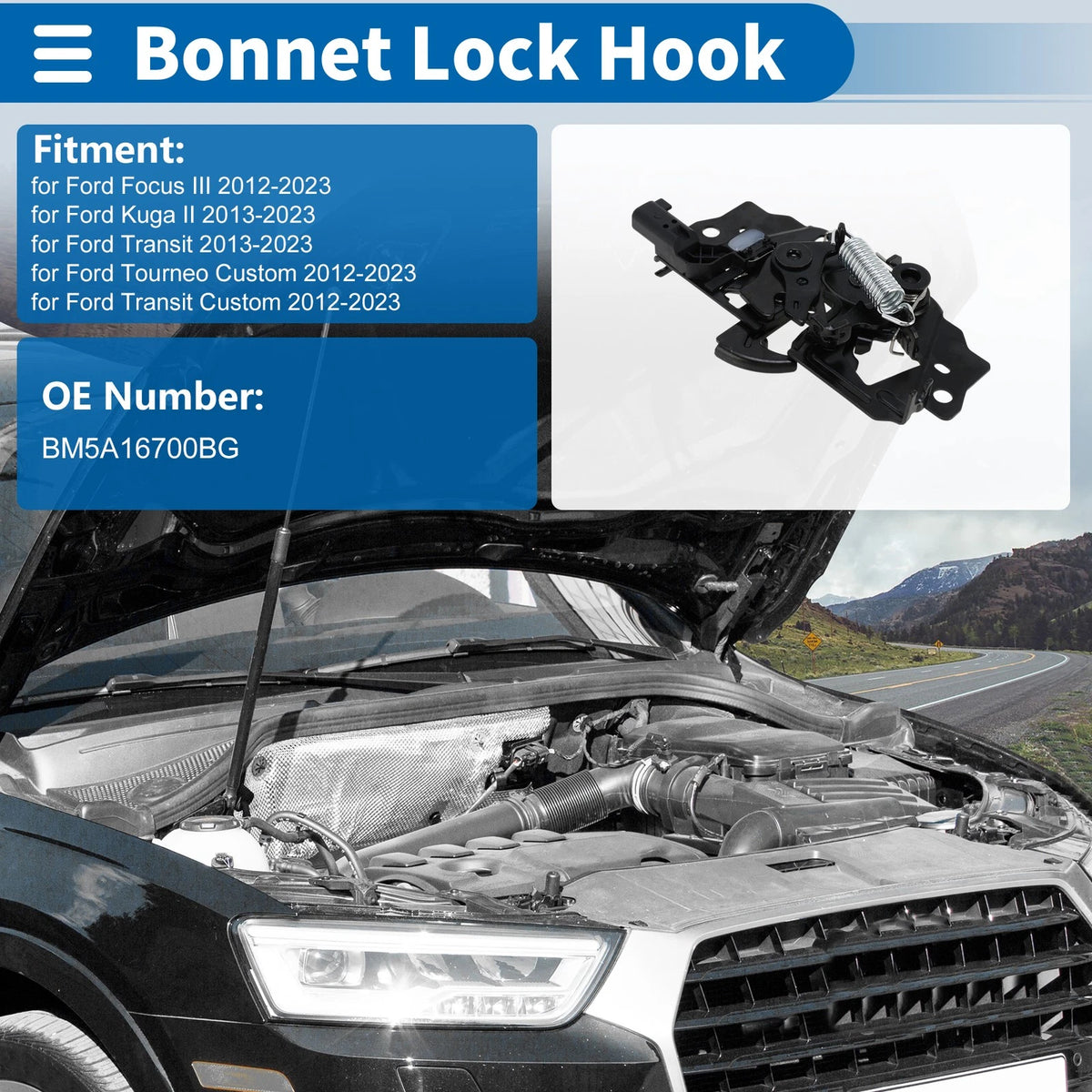 Hood Latch Assembly for Ford Focus III (2012–2023) No.BM5A16700BG