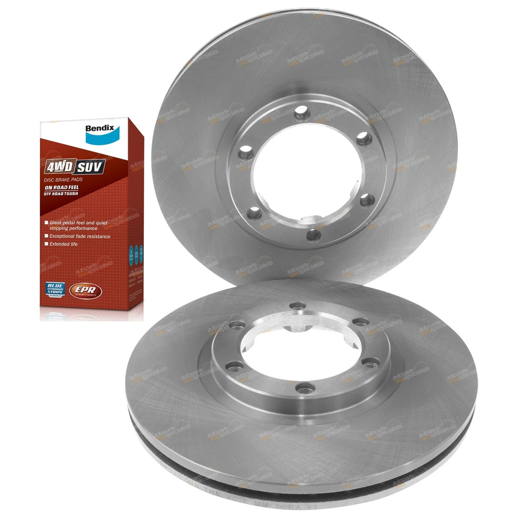 Front Disc Rotors + Bendix Brake Pads for Jackaroo UBS17 UBS55 (1988–1992)
