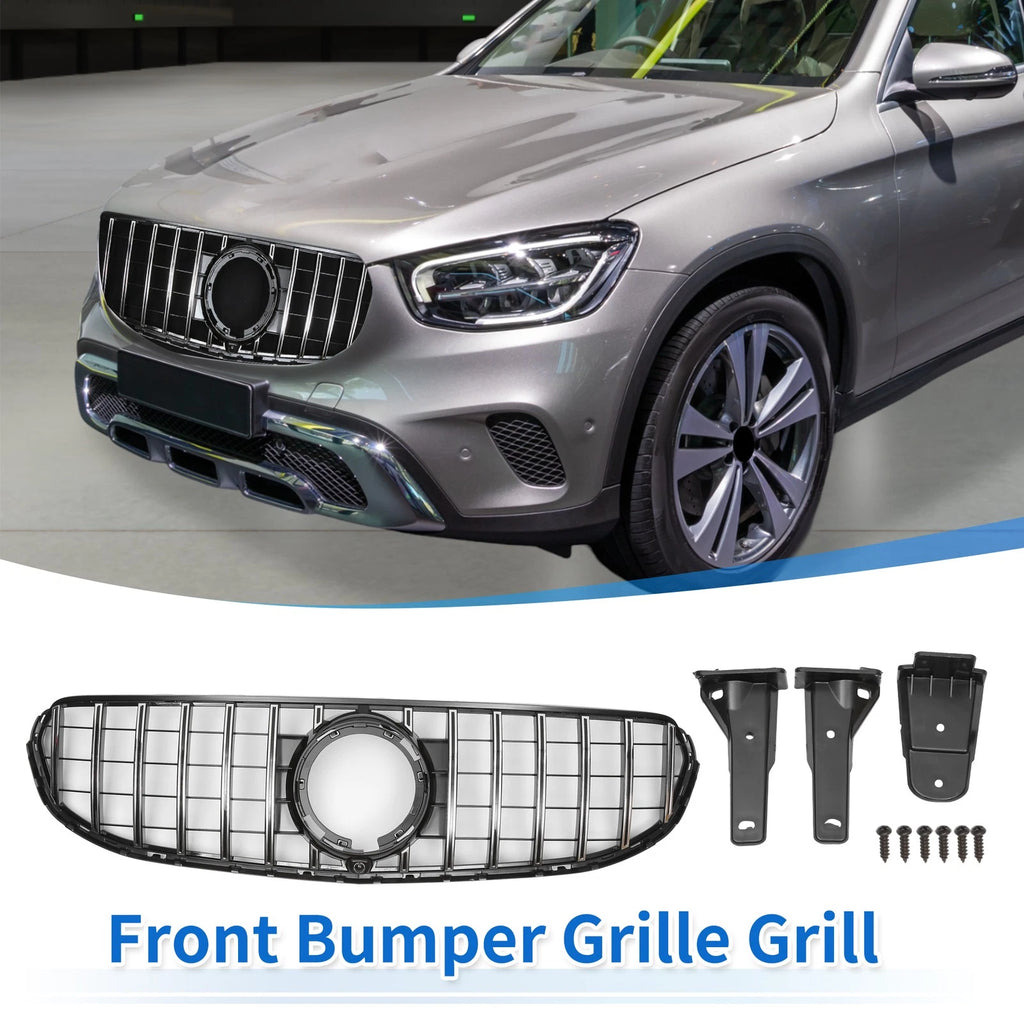 Front Upper Bumper Grille Grill Replacement for Mercedes-Benz GLC300 (2016–2023)