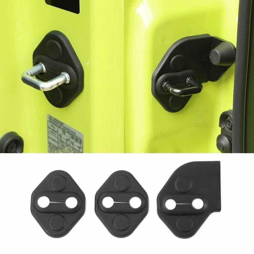 3X Black ABS Door Lock Cover Trim for
