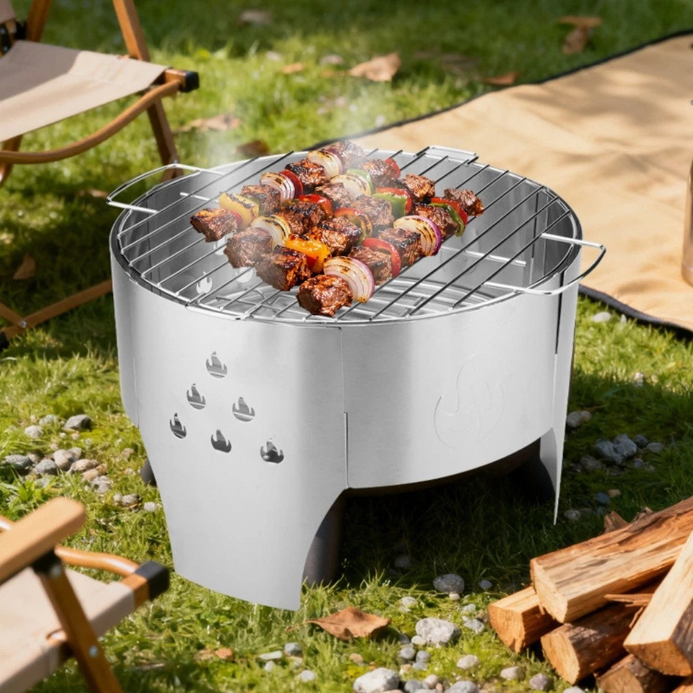 Portable Stainless Steel Charcoal Stove and Campfire Grill Set