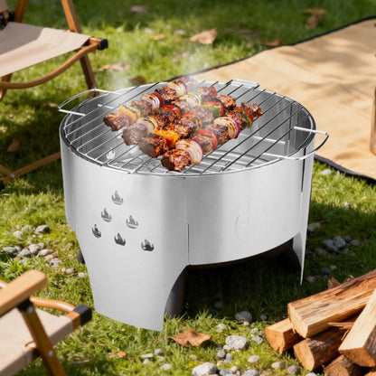 Portable Stainless Steel Charcoal Stove and Campfire Grill Set