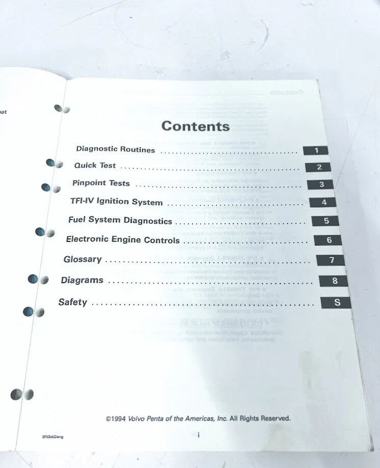 Workshop Manual for Volvo Penta MD Models (1994) 7796458-3 EFI Diagnostic