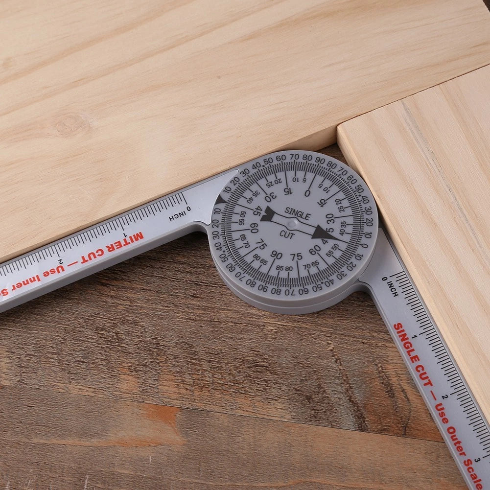 360-Degree Miter Saw Protractor Leveling Bubble Angle Finder with Pencil
