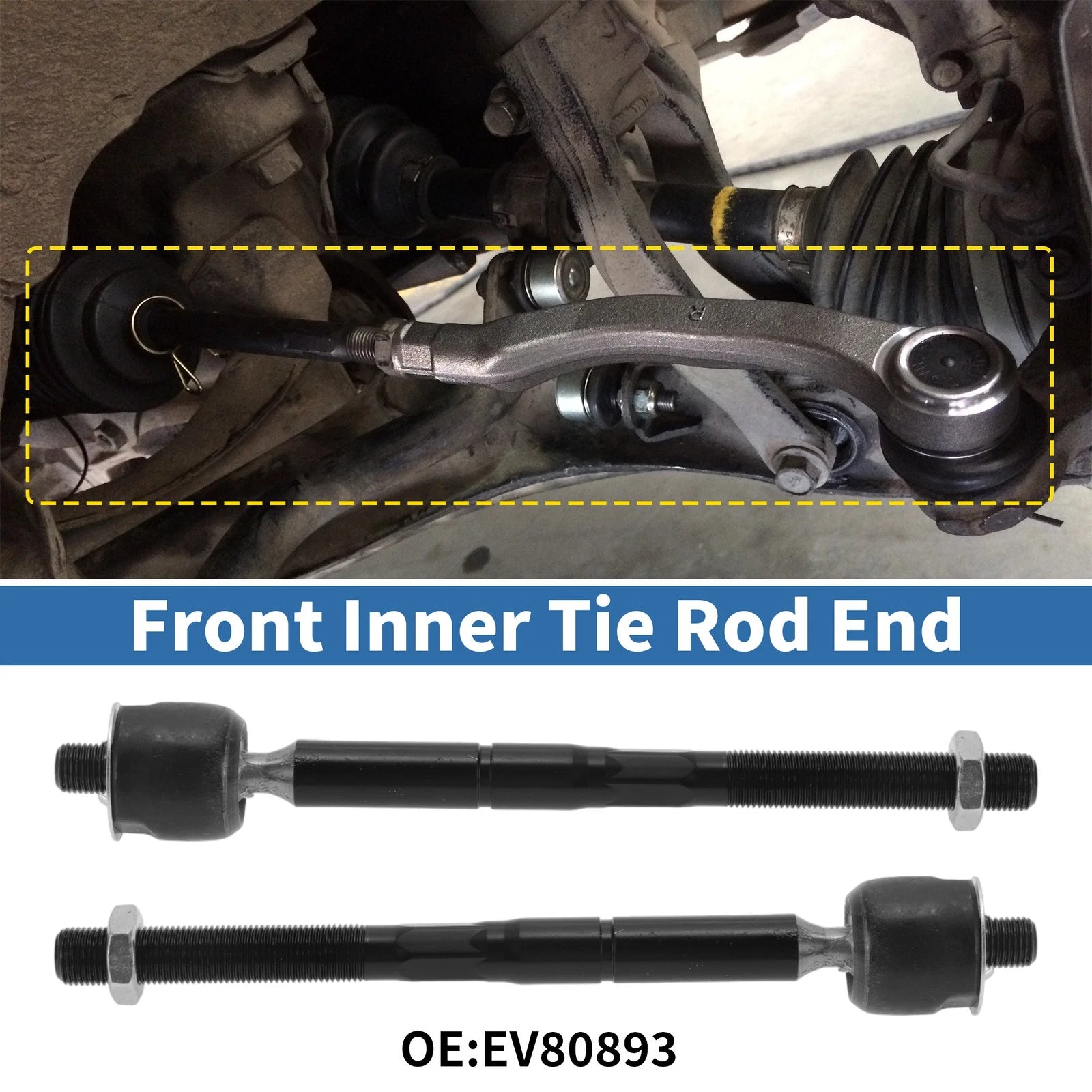 2 Pcs Front Inner Tie Rod End Links Replacement for Toyota Sienna (2004–2010)