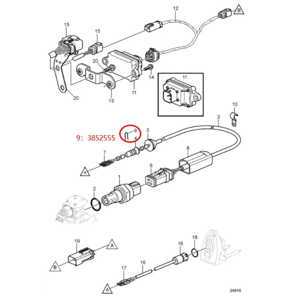 2X Lead Retainer for Volvo Penta (3852555)