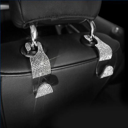 2X Rhinestone Back Seat Headrest Hanger Hooks for Car