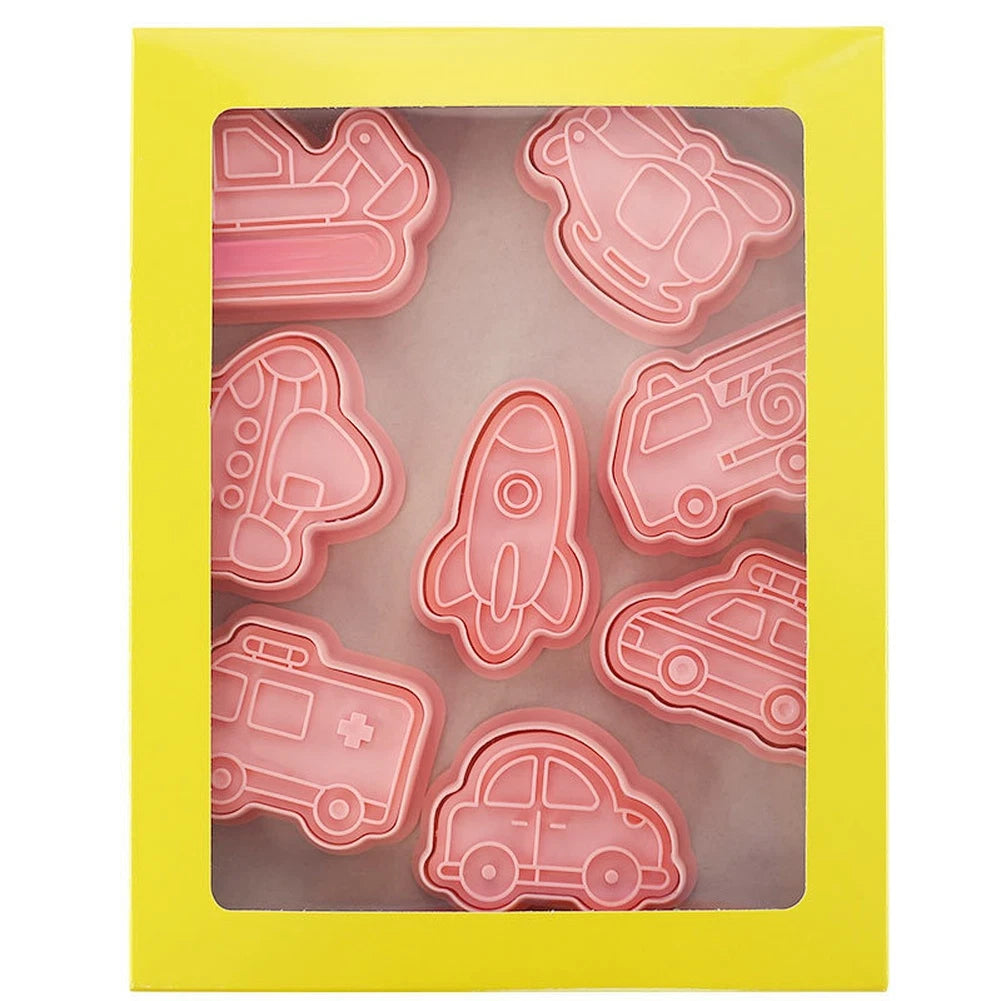 8 Piece Vehicle Car Theme Cookie Cutters Set - Food Safe Baking Tools