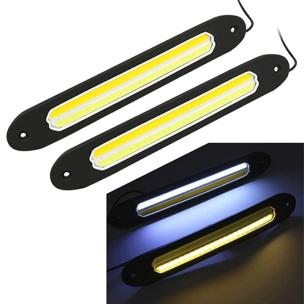 2X Car LED Daytime Running Light DRL Turn Signal White/Amber Strip