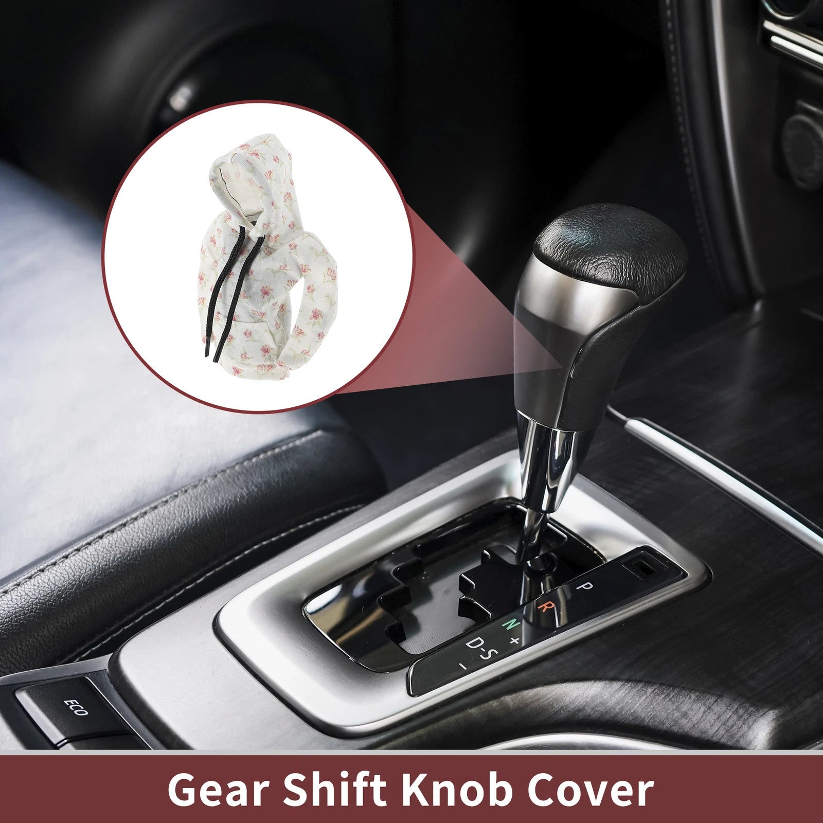 Gear Shift Knob Cover for Universal Car (Beige, Yellow Dots)