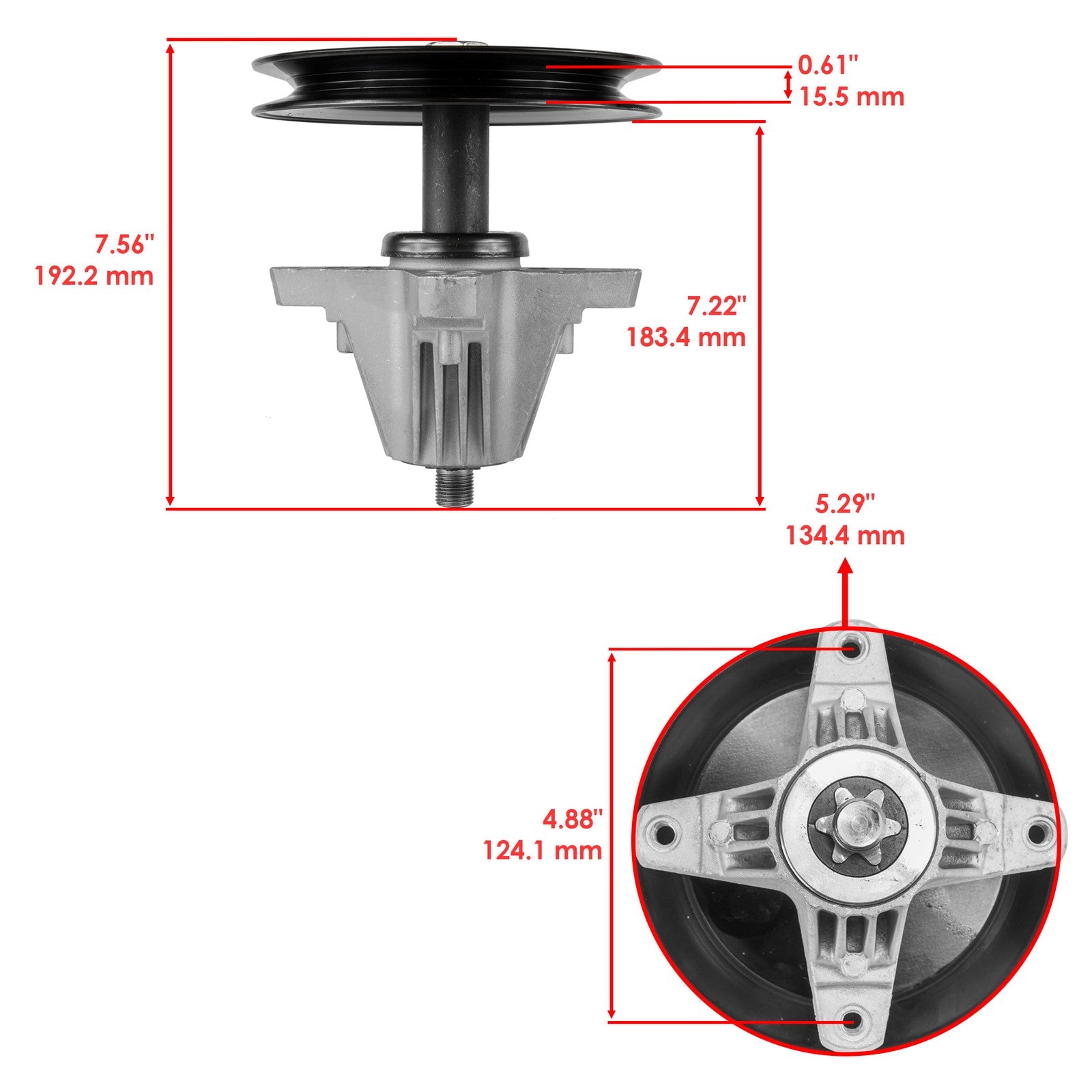 Spindle Assembly with Pulley Blade Replacement for Cub Cadet RZT-LX46 (2020–2024)
