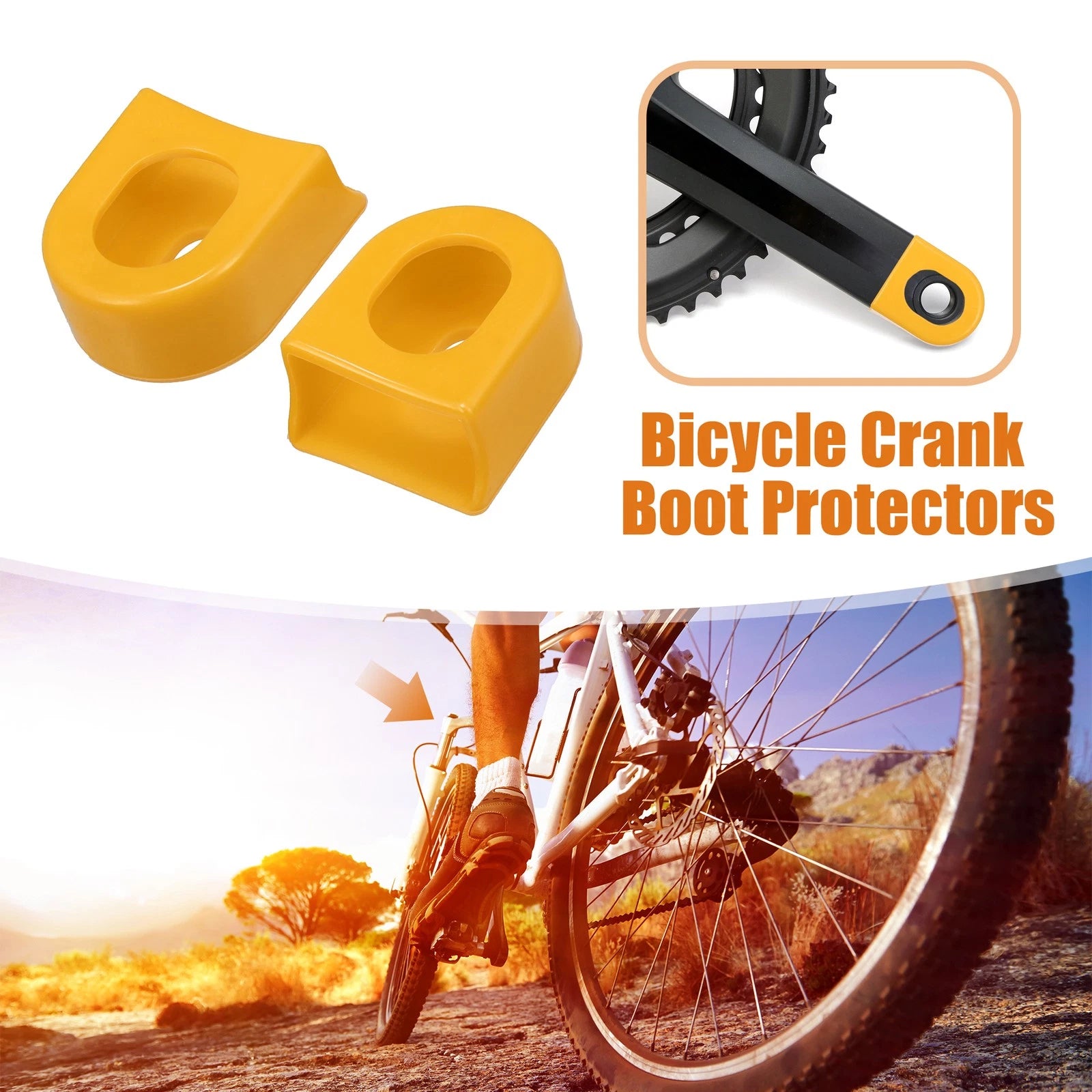 Silicone Crank Boot Protector Set for Bicycle Cycling Crank Arm (Yellow)