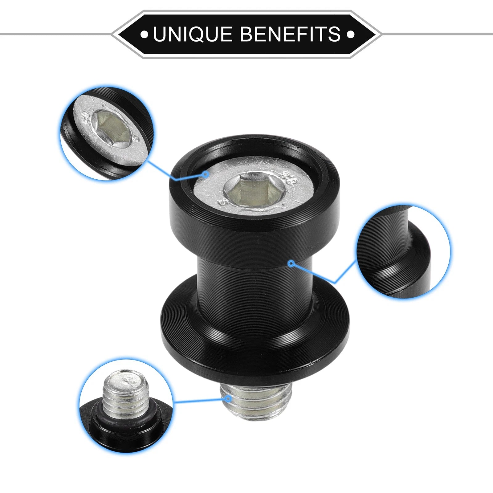Motorcycle Swingarm Spools 10mm CNC Replacement Pair for Universal Fit (Fits Most)