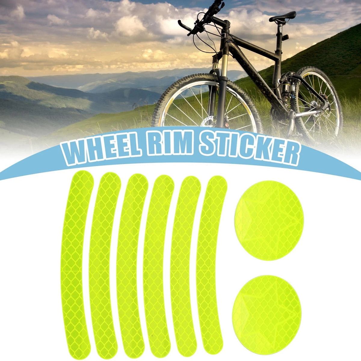 Reflective Stickers 8 Pack for Helmet Bike Motorcycle Car Fluorescent Yellow