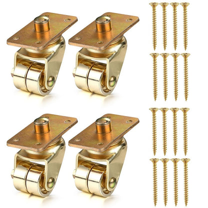 Set of 4 Brass Casters for Upright Piano Wheels