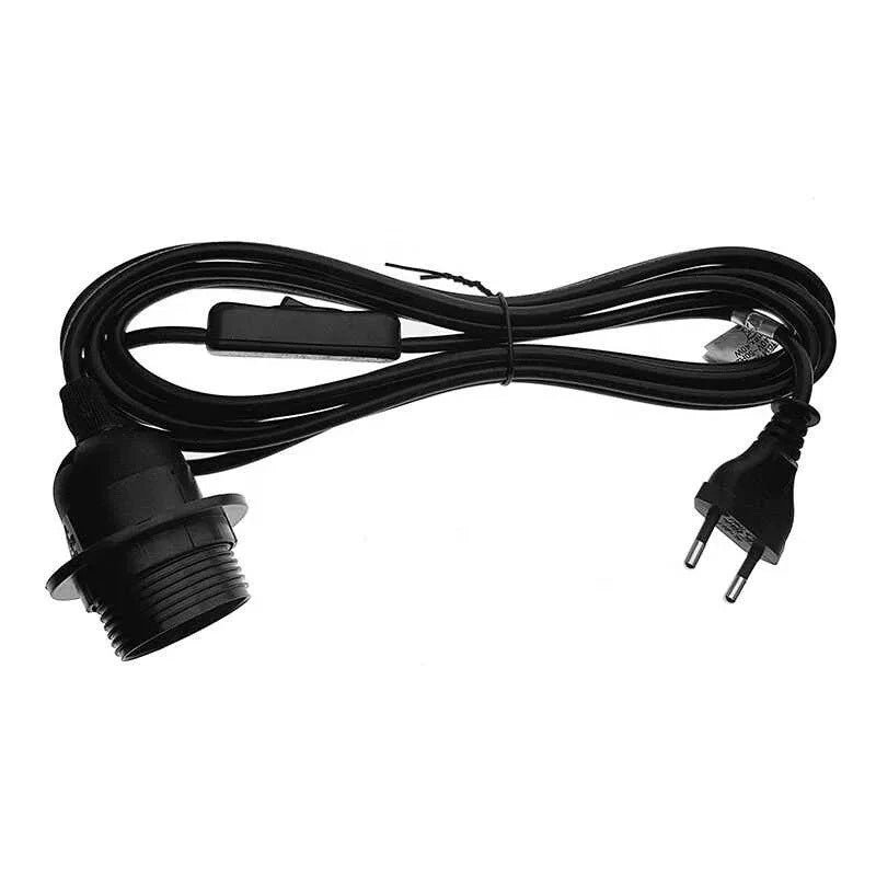 E27 Cable Cord with Switch Pendant Lamp Base Socket EU Plug