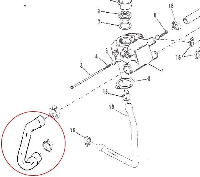 Molded Hose for MerCruiser 7.4L 8.2L V8 GM (32-897181, 18-70934, 9-44051)