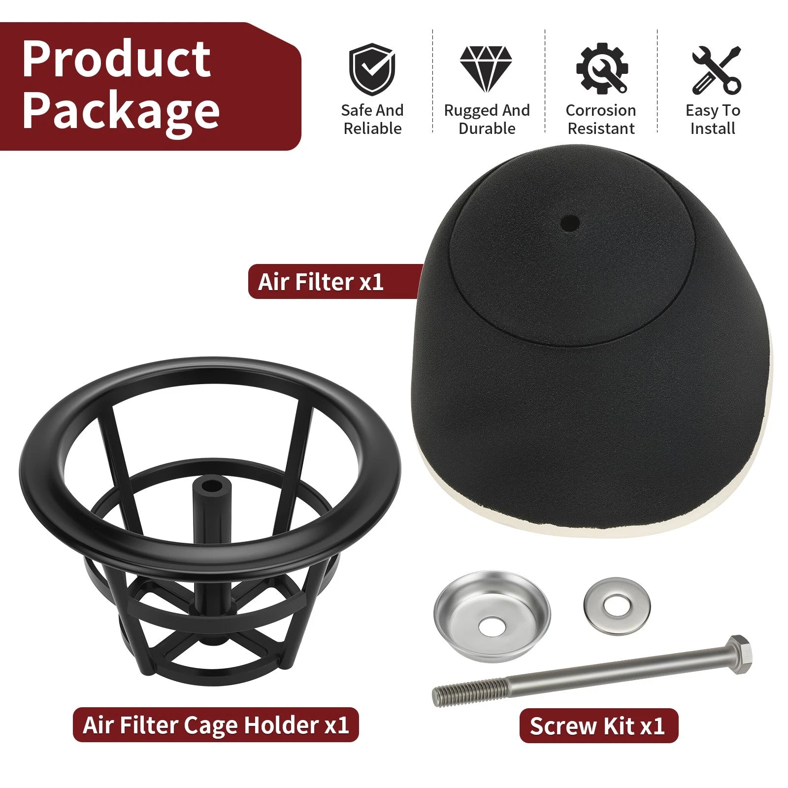 Air Filter Kit w/ Intake Cage Holder for Yamaha YZ80 (1993–2001)