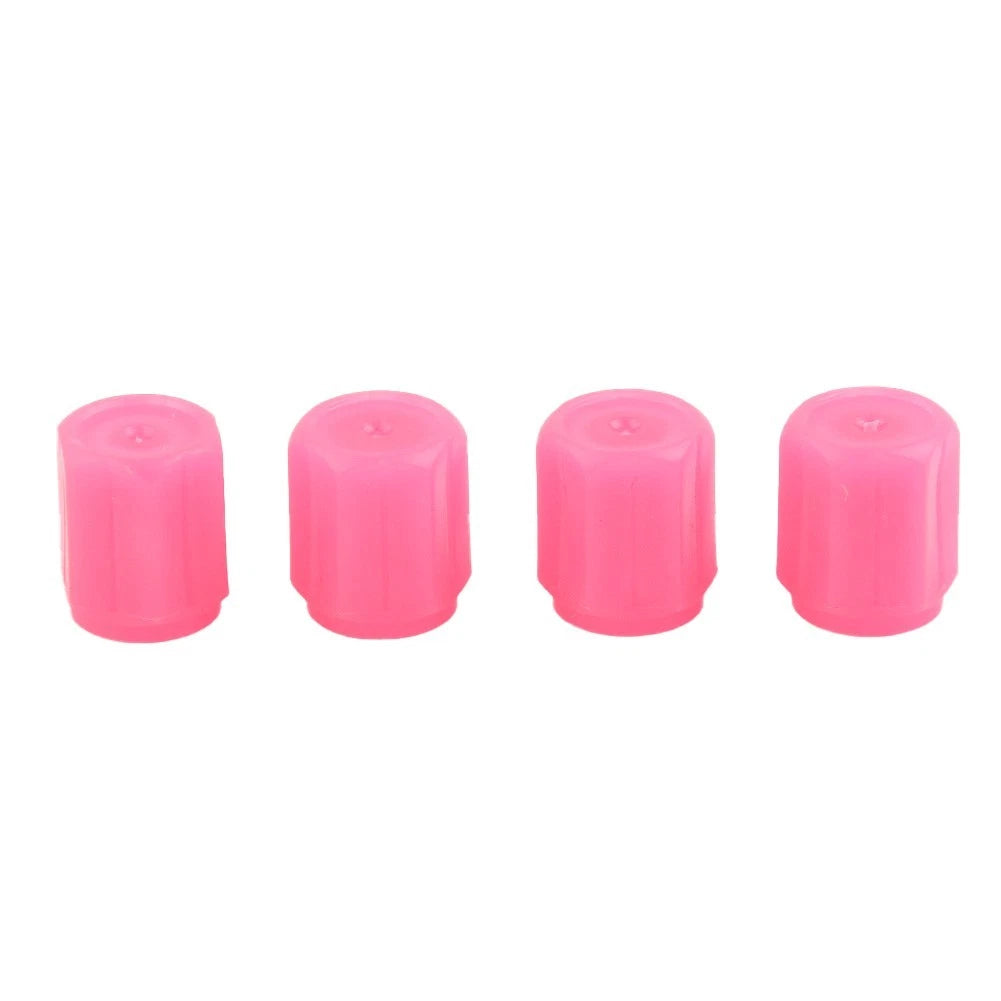 Set of 4 Tire Valve Covers for ABS Car (Luminous Pink)