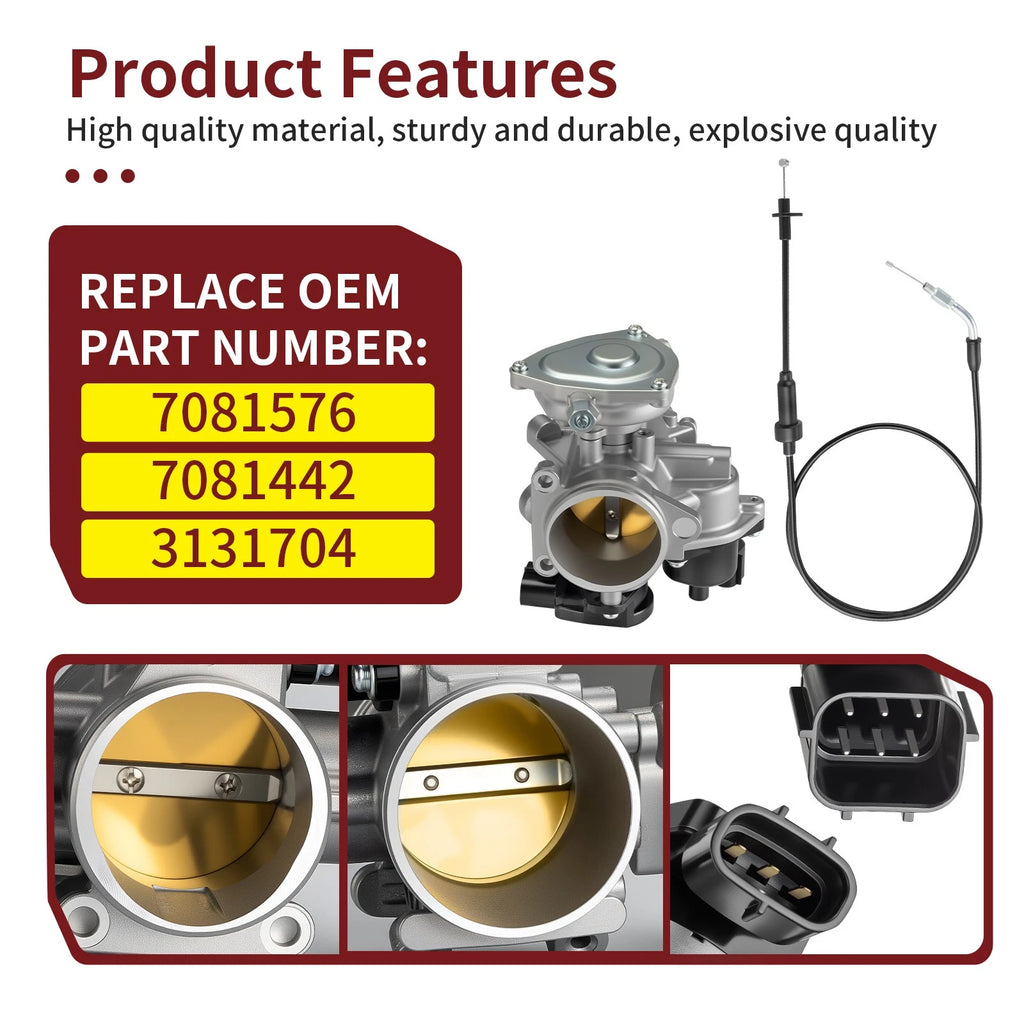 Throttle Body & Cable for Polaris Sportsman 550 X2 550 (2010–2011) 3131704 7081576