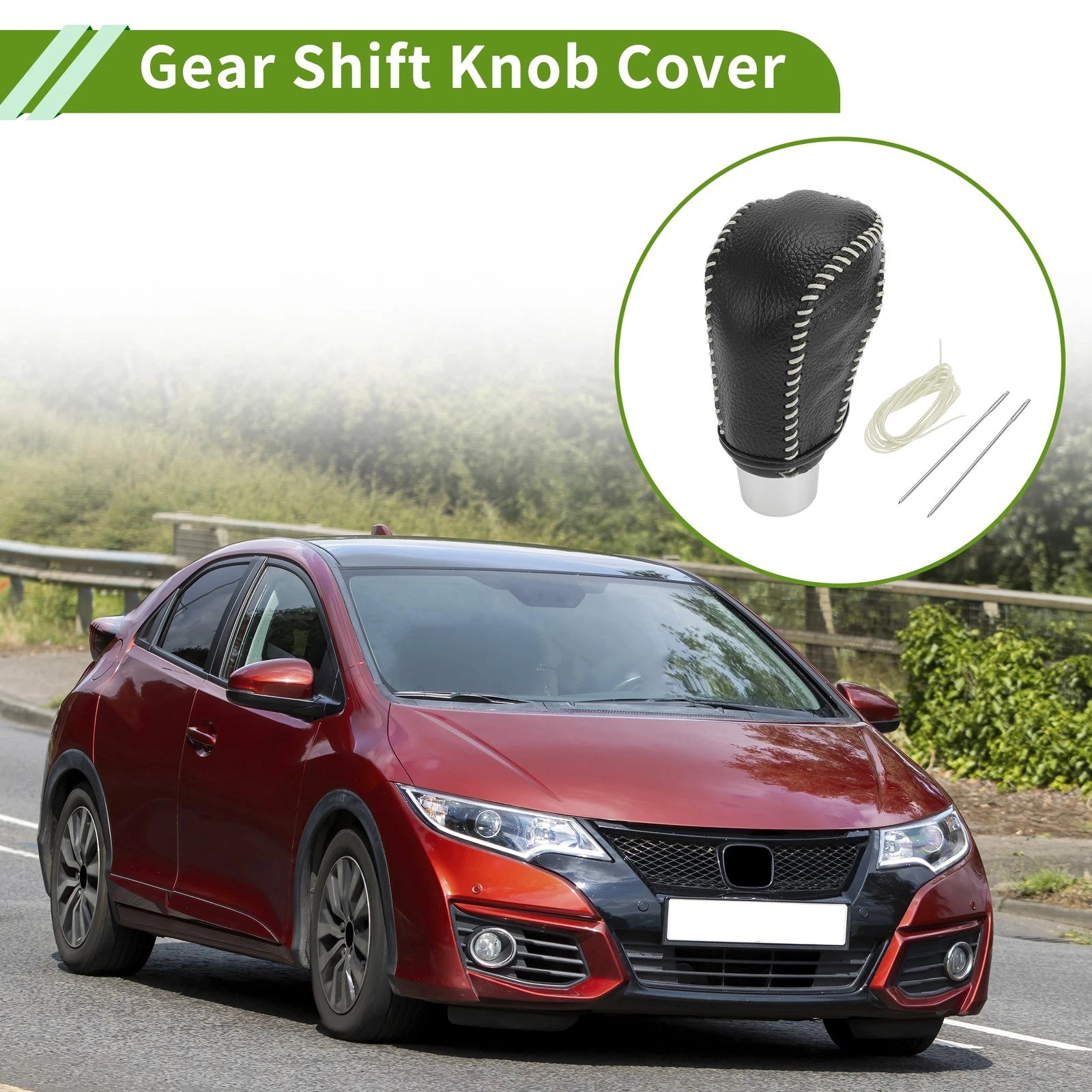 Gear Shift Knob Cover Replacement for Honda Civic (2016–2021) Pebbled Black