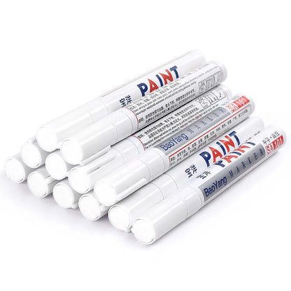 12x White Tire Pen for Tyre Tread Paint Marker Waterproof