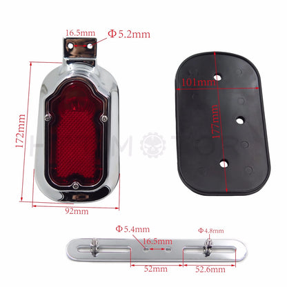 Chrome Red Tombstone Brake Tail Light for Harley Davidson