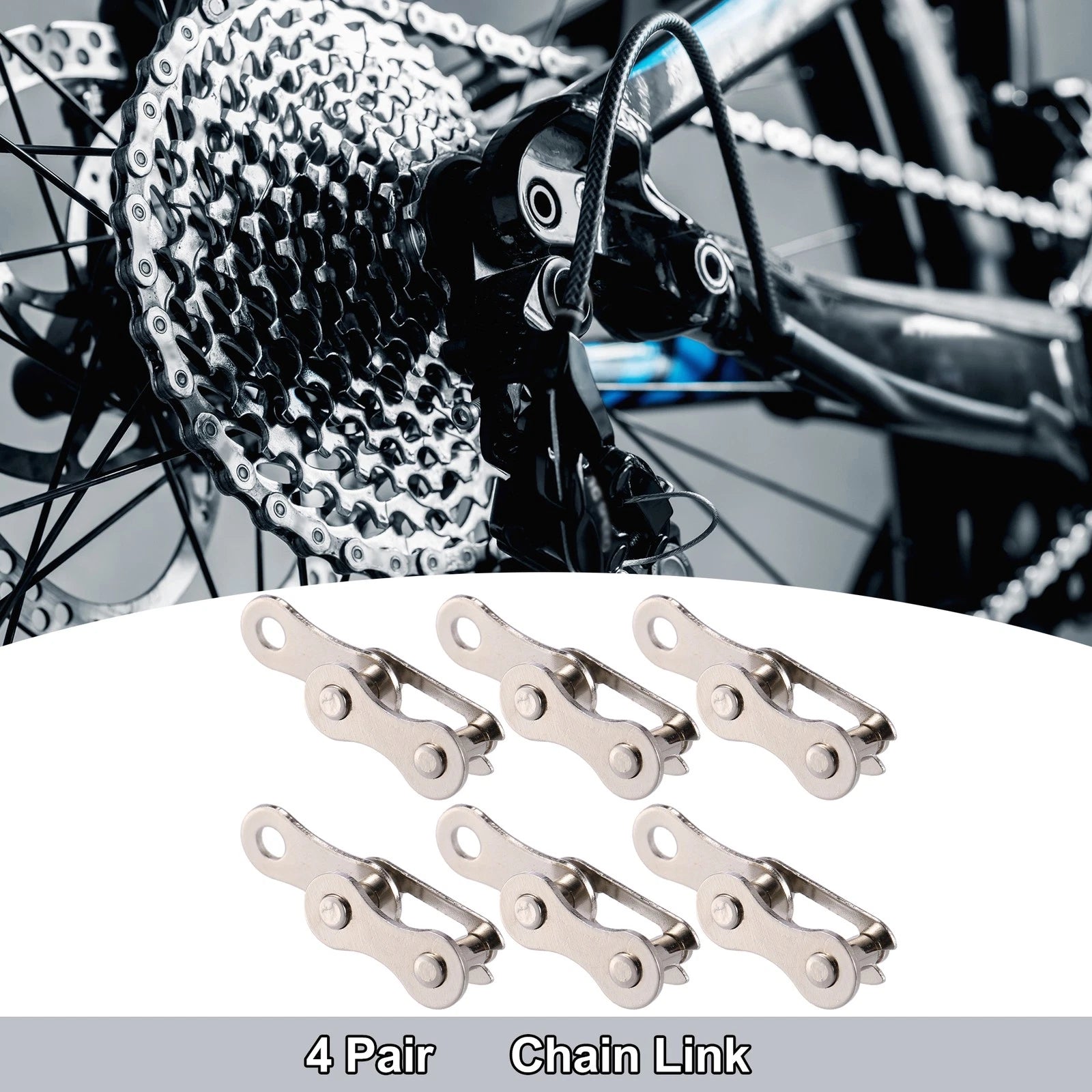 Single Speed Chain Master Link Connectors Pair for Bike Bicycle (Silver Tone) (–)