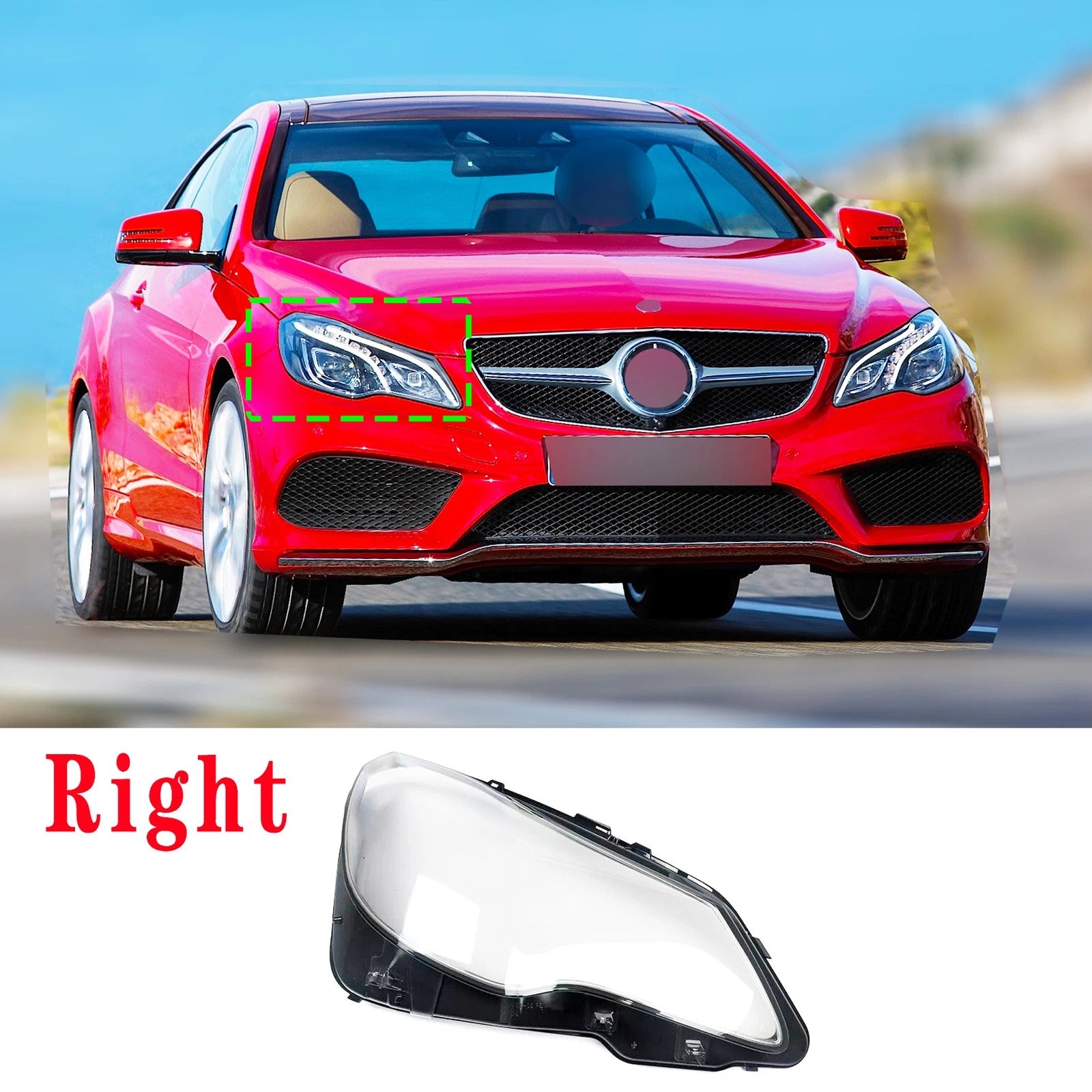 Clear Right Headlight Lens Cover for Mercedes Benz W207 C207 E Class (2014–2016)
