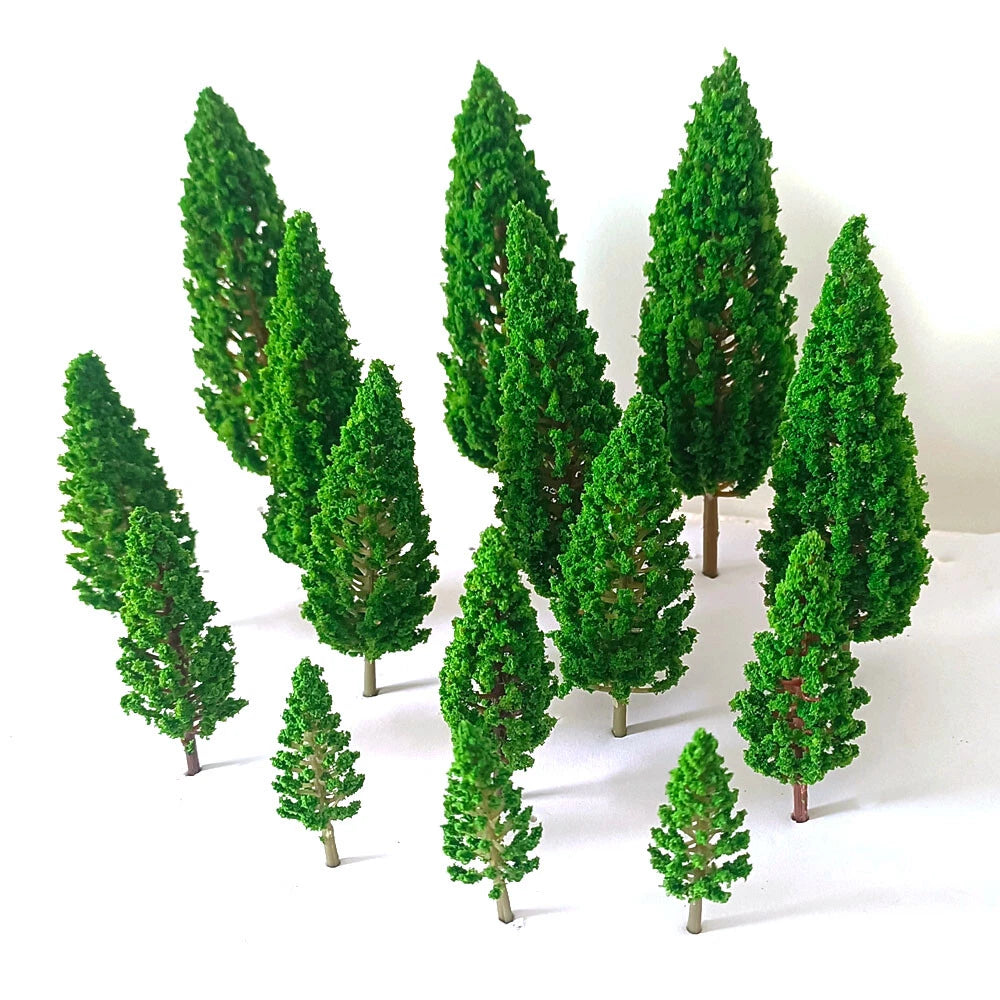 15Pc Mix Size Miniature Model Tree Train Railroad Wargame Park Landscape Scenery