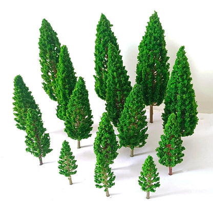 15Pc Mix Size Miniature Model Tree Train Railroad Wargame Park Landscape Scenery