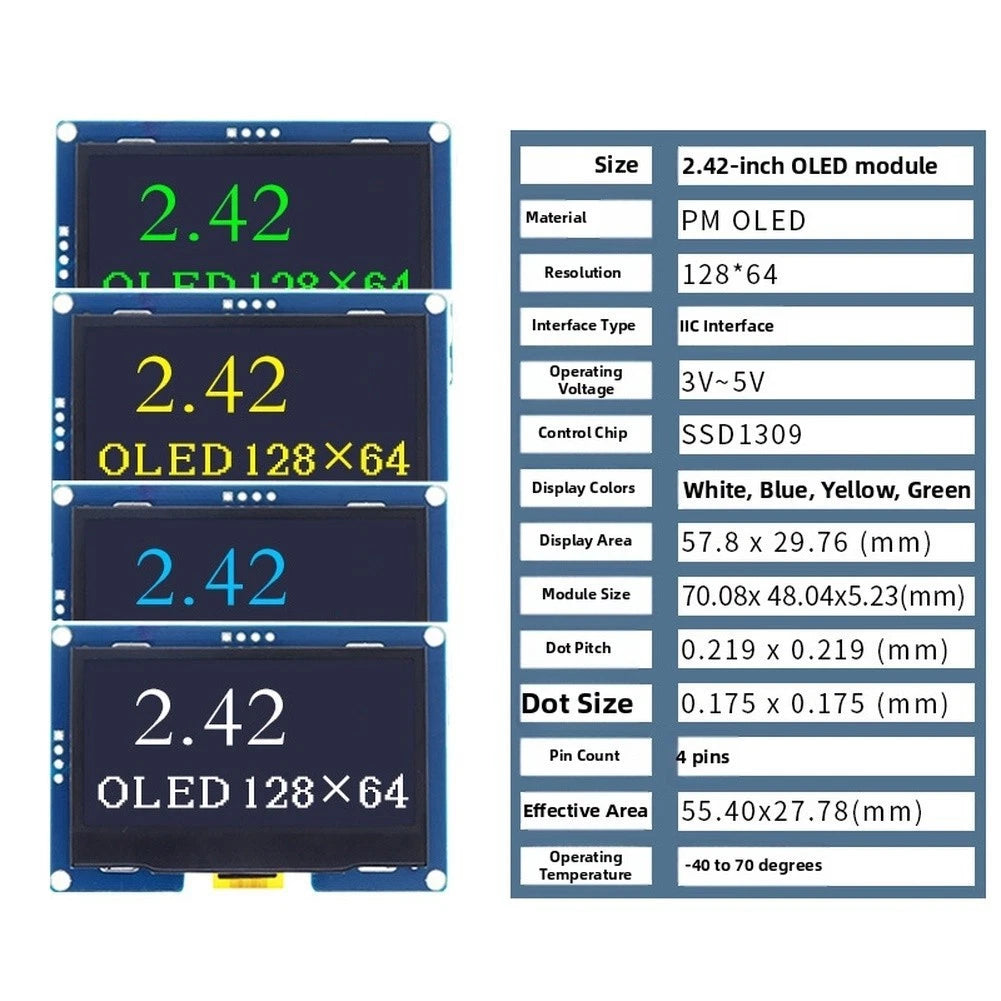 2X OLED Display for Arduino (2.42 inch 128x64 Dot SSD1309)