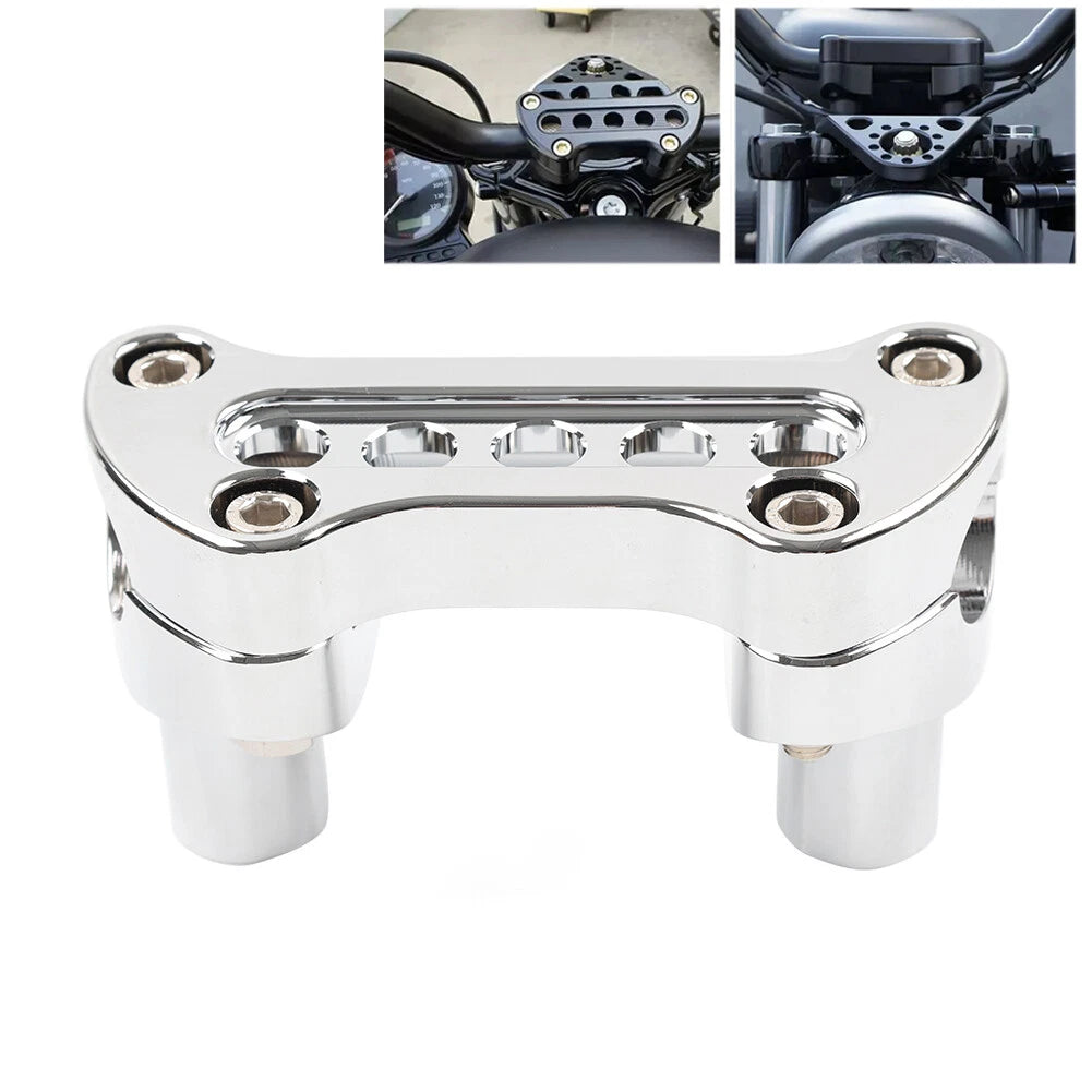 2" Straight Handlebar Riser & Top Clamp for Harley Dyna Touring Road Glide Chrome