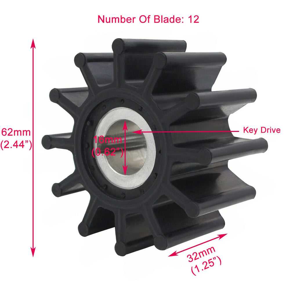 Water Pump Impeller Kit for Jabsco Sherwood Johnson (18838-0001, 09959K, 09-701B-1)