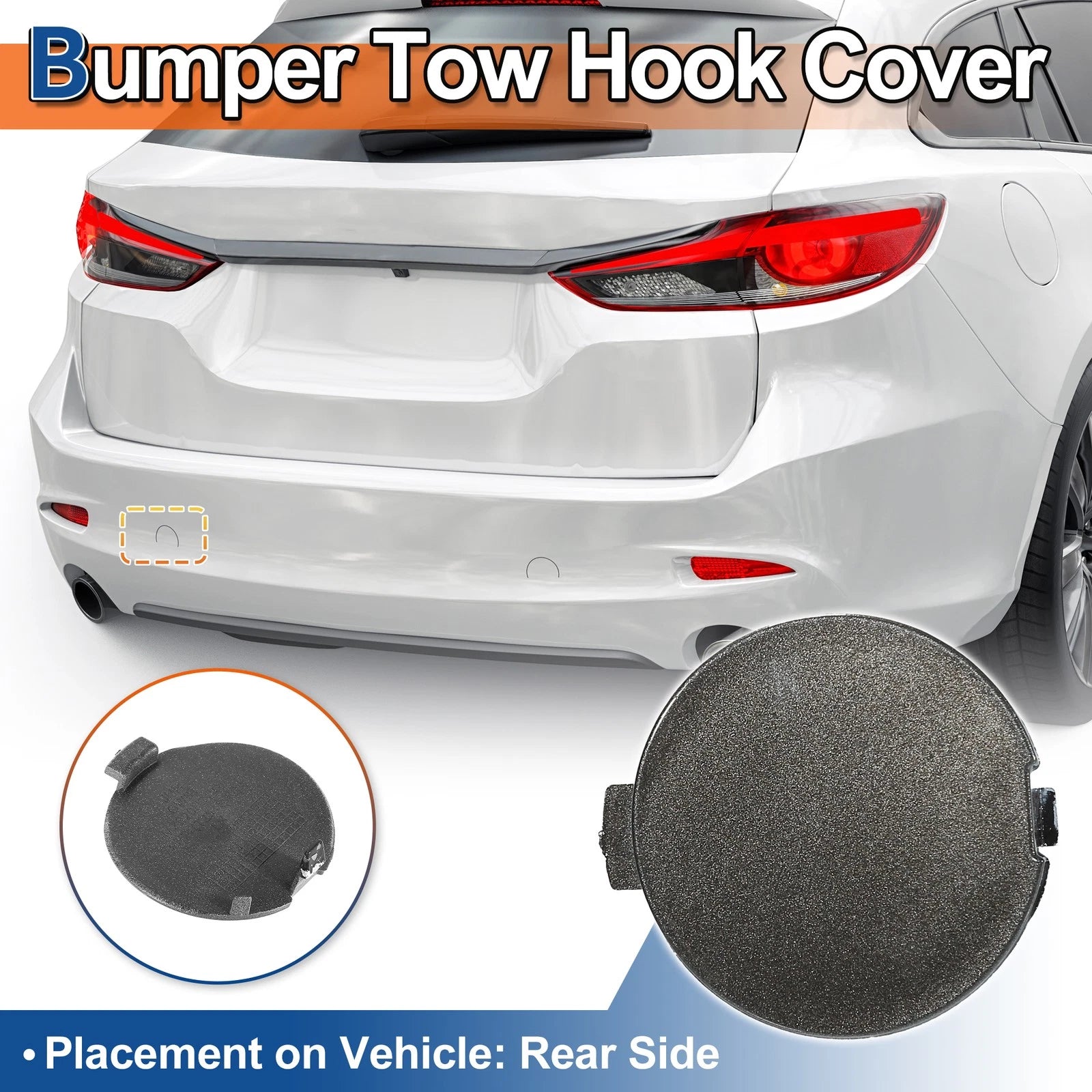 Rear Left Tow Hook Cover Replacement for Mazda 6 Atenza 2018–2021 Brown