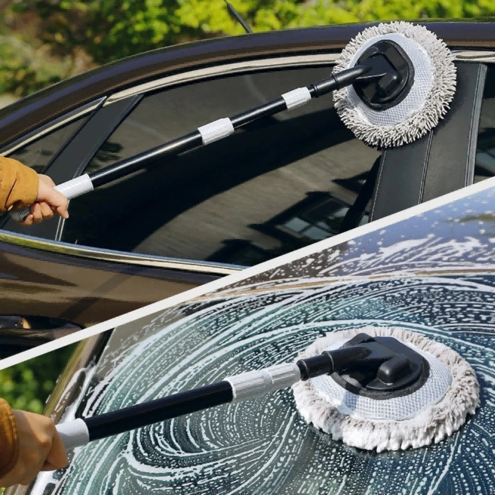 Flexible Car Wash Brush with Extendable Handle and Soft Dense Chenille Fibers