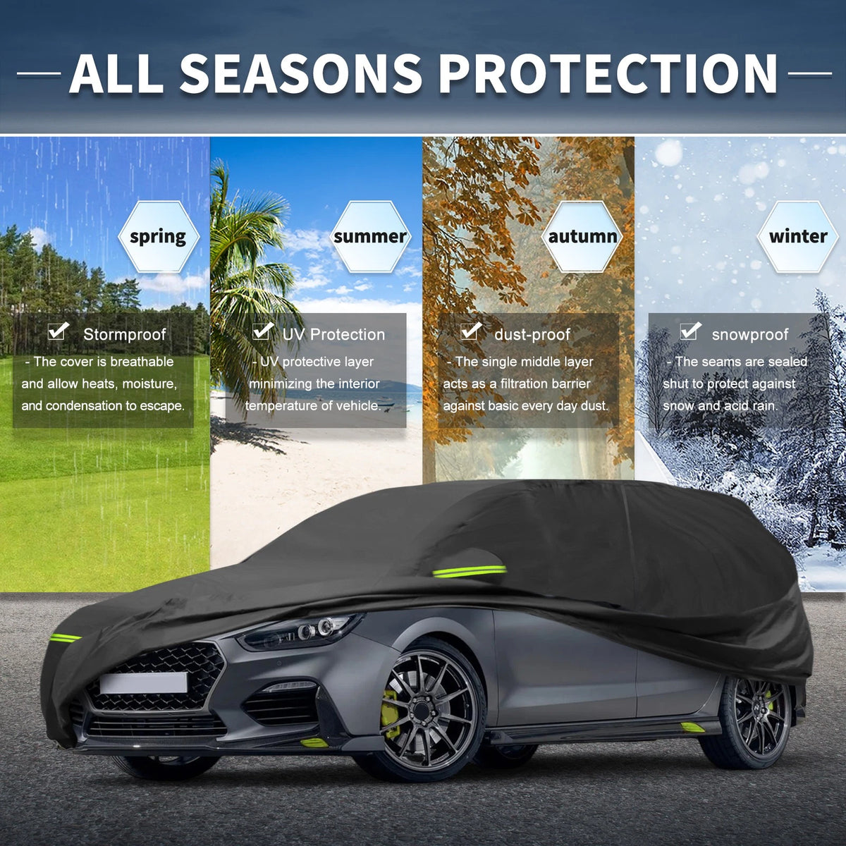 Waterproof Car Cover with Zipper for Hyundai i30 II III (2011–2021)