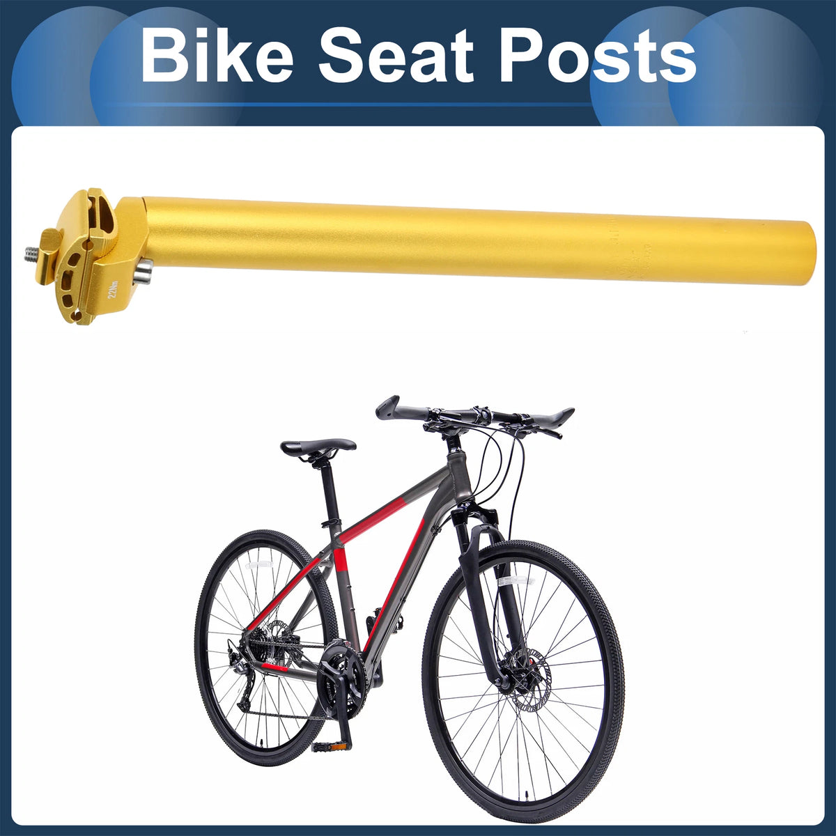 31.6mm Adjustable Bike Seat Post for (Extra Long, Gold Tone)
