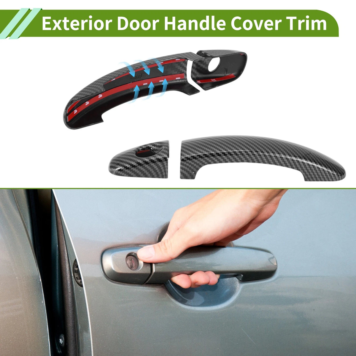 Exterior Door Handle Cover Trim for Ford Focus (2012–2018) Carbon Fiber Black ABS