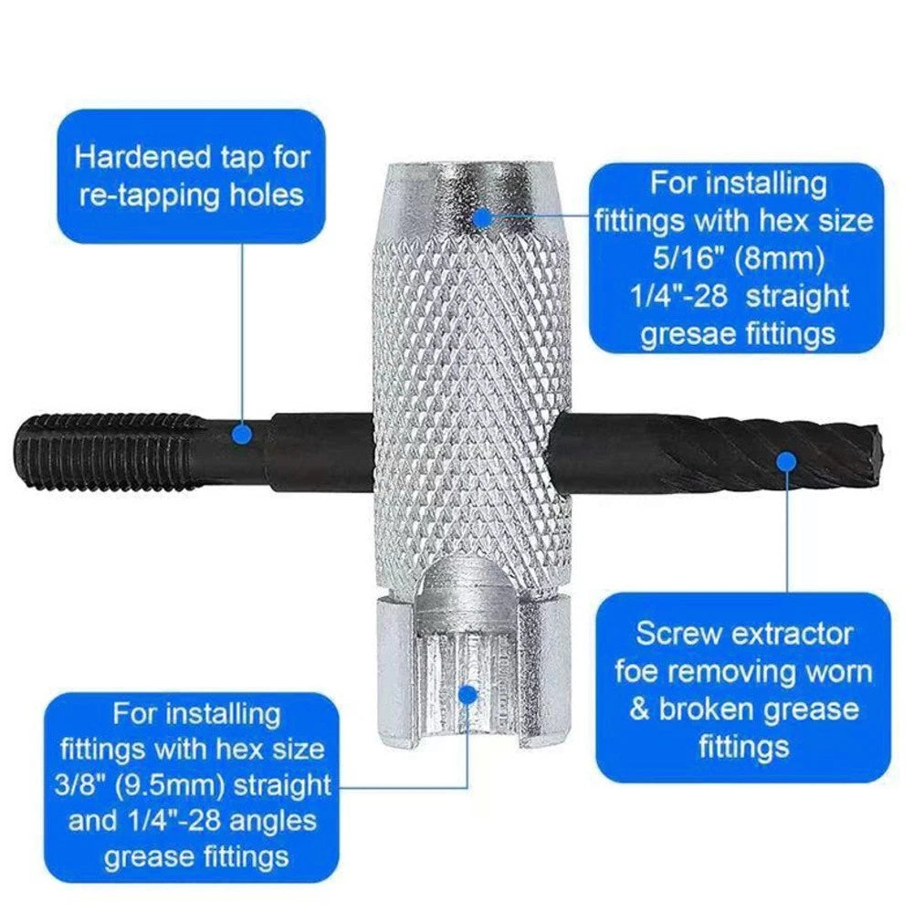 2X Grease Nipple Installer Tool for Hex Sizes 3/8, 5/16, 7/16 Inch