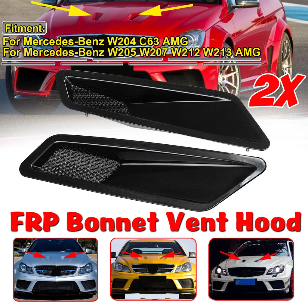2X Gloss Hood Vent Air Intake Scoop Duct for Mercedes W204 W212 W213 AMG