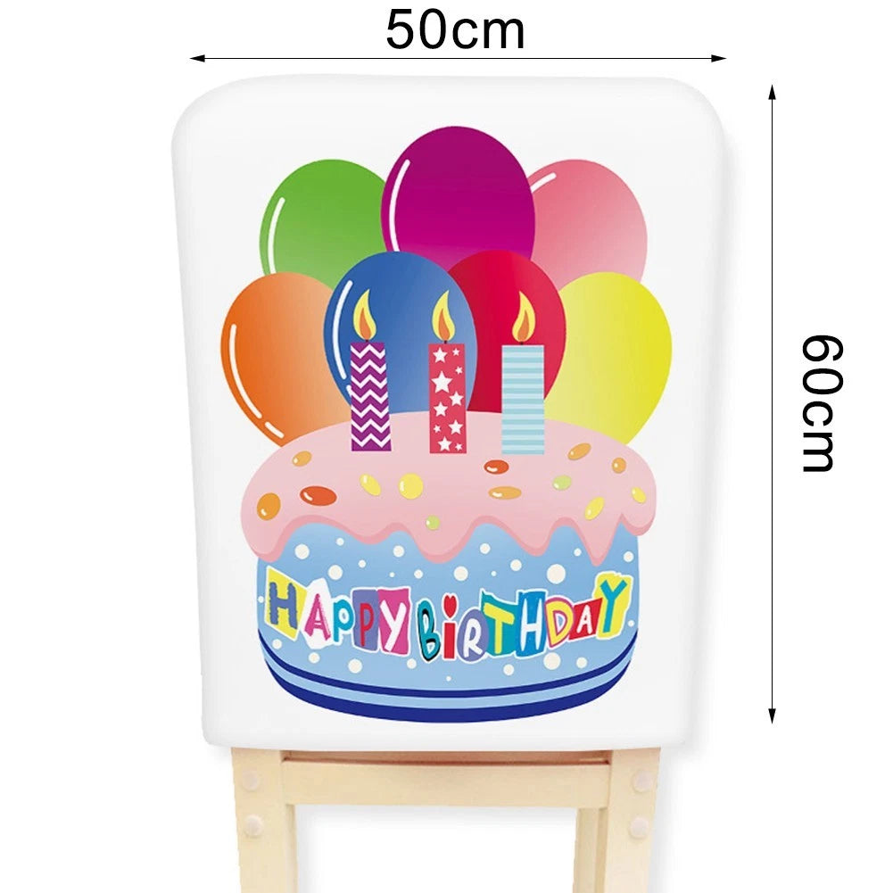 Set of 4 Washable Multicolor Birthday Chair Covers for Classroom