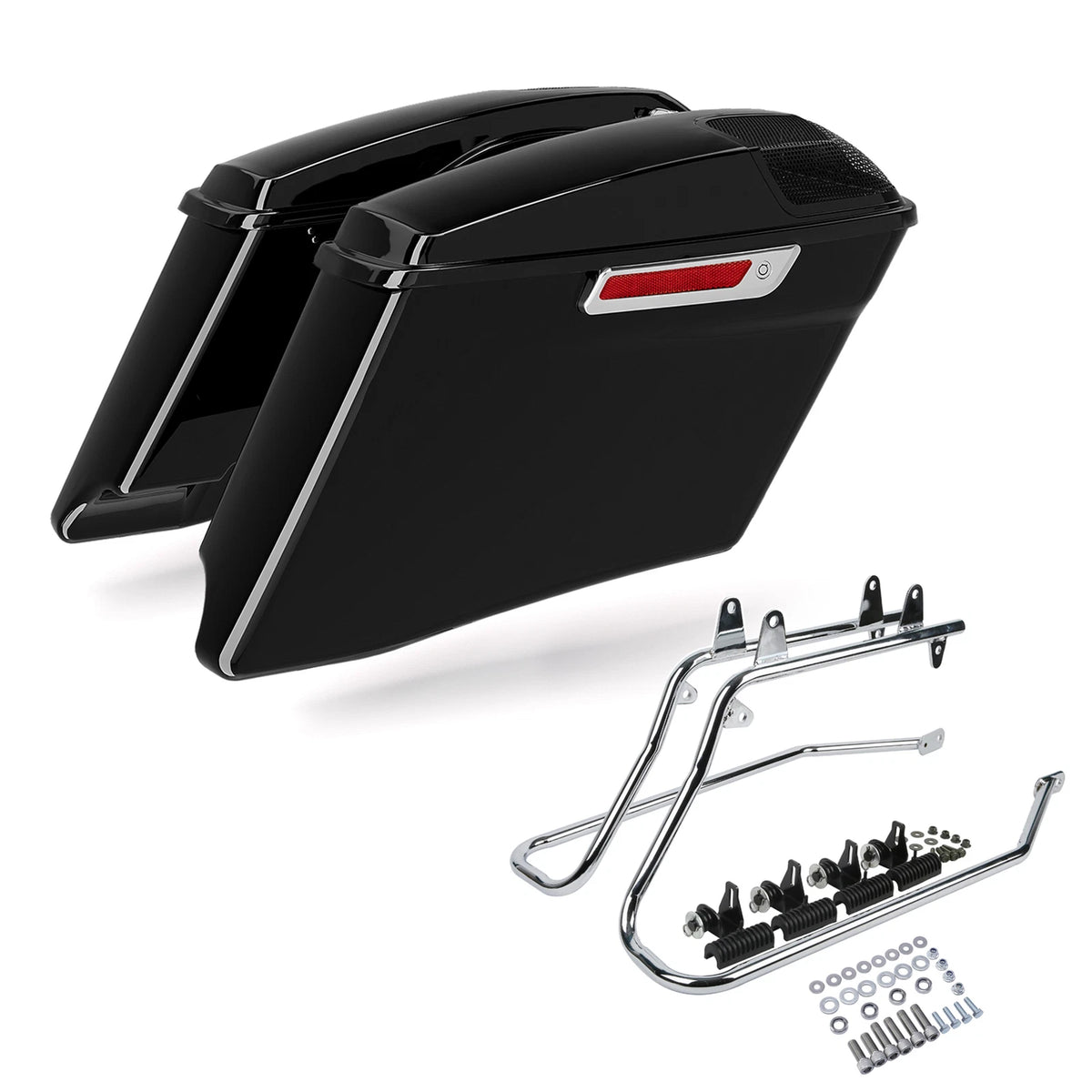 4" Stretched Saddlebags & Conversion Brackets for Harley Softail (1984–2017)