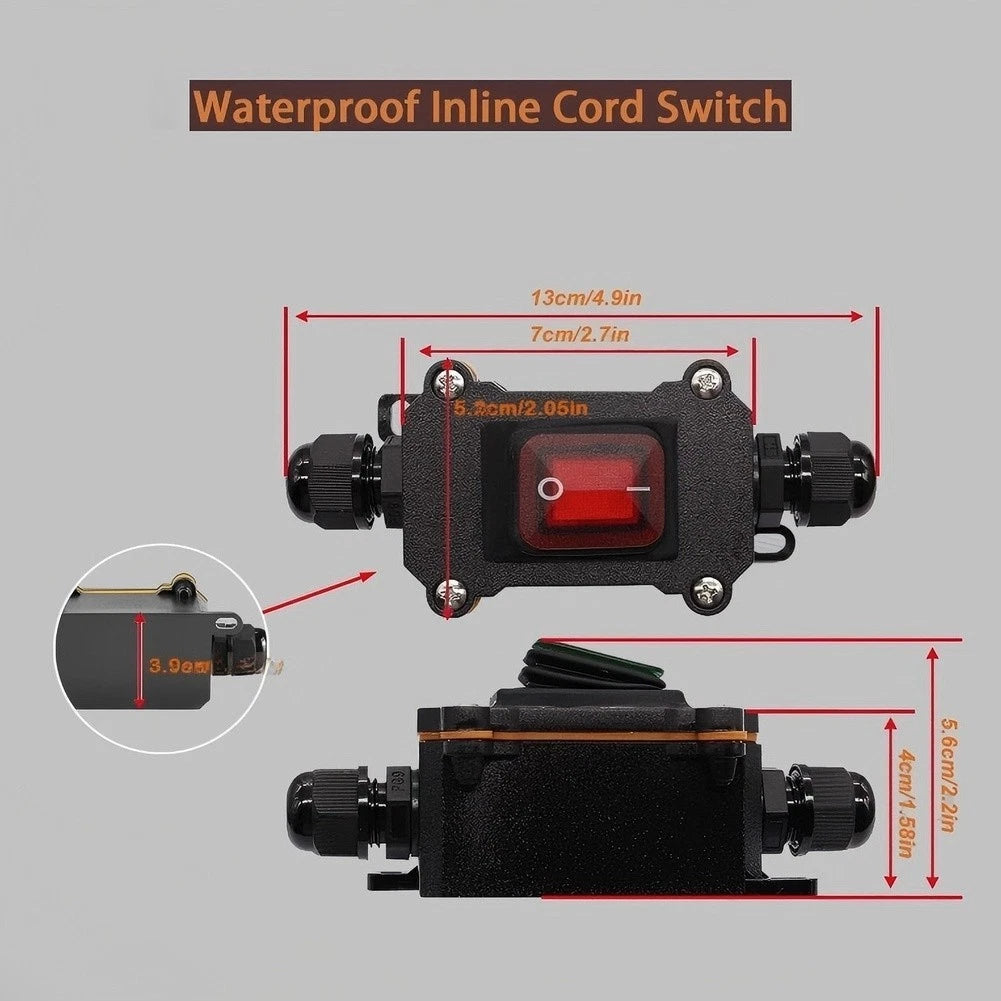 Junction Box with Illuminated Rocker Switch for Heavy Duty Use (IP67)
