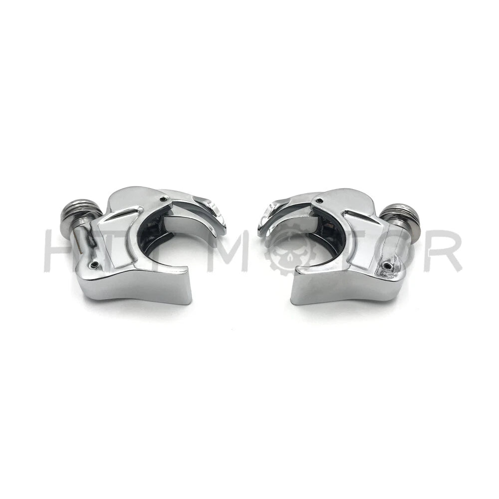 HTTMT Windshield Clamps for Harley Dyna Sportster (39mm Forks, Quick Release, Chrome)