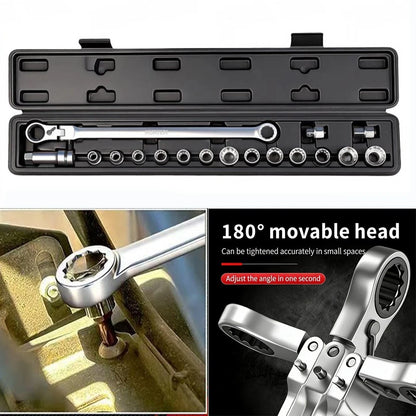 17 Piece Socket Wrench Set with 72 Tooth Ratchet and Pass Through Design